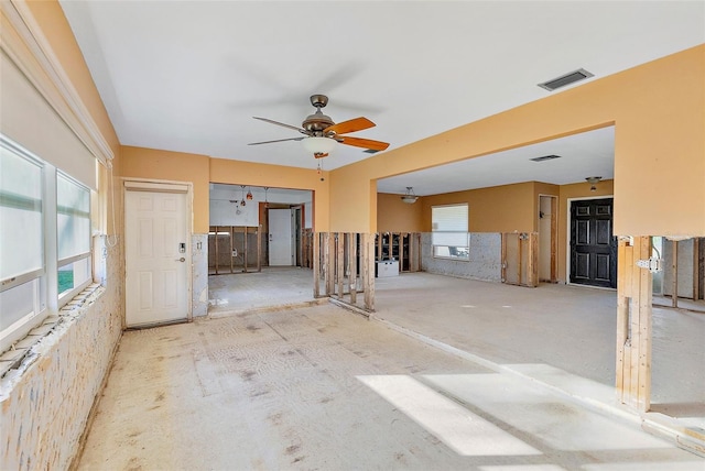 spare room featuring visible vents and ceiling fan