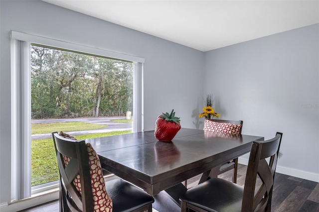 dining space featuring dark hardwood / wood-style flooring