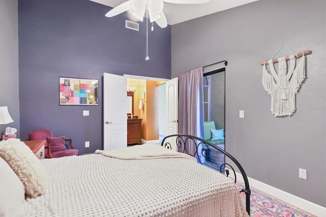 bedroom featuring ceiling fan