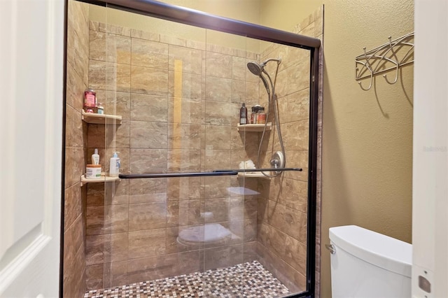 4542 Park Lake Ter N Unit 4542, Bradenton, FL 34209 - bathroom featuring toilet, a shower stall, and a textured wall