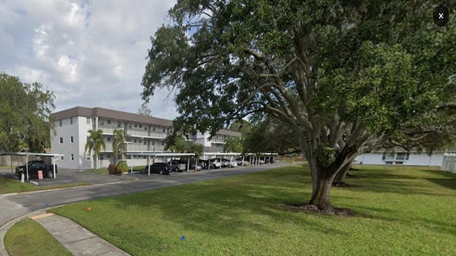 view of property's community featuring a lawn