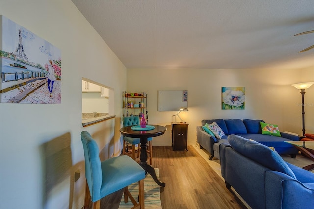 living room with hardwood / wood-style flooring