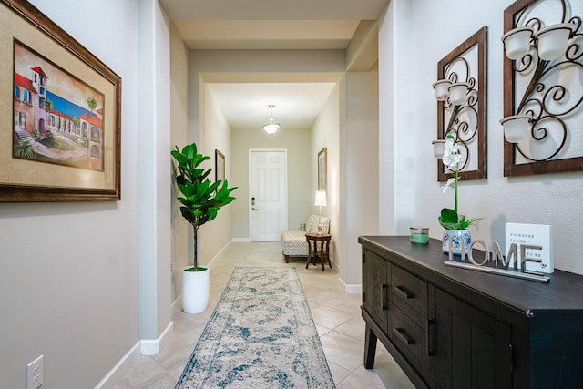 hallway with light tile patterned flooring