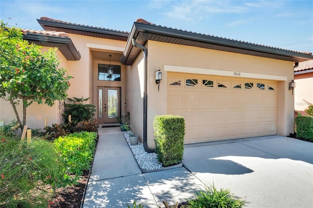 exterior space featuring a garage