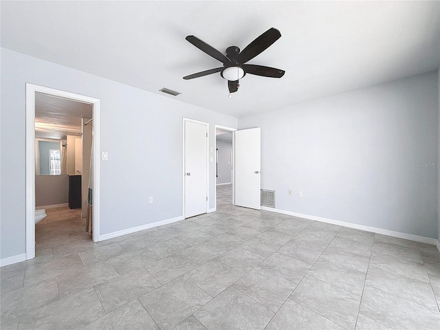 unfurnished bedroom with ceiling fan