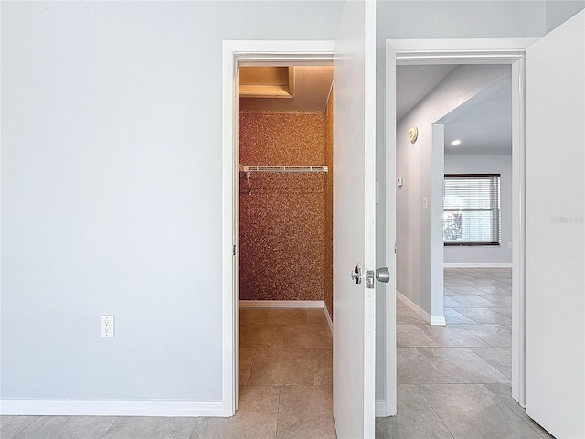 interior space featuring light tile patterned floors