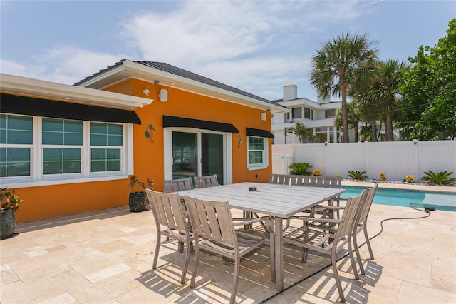 view of patio / terrace with a fenced in pool