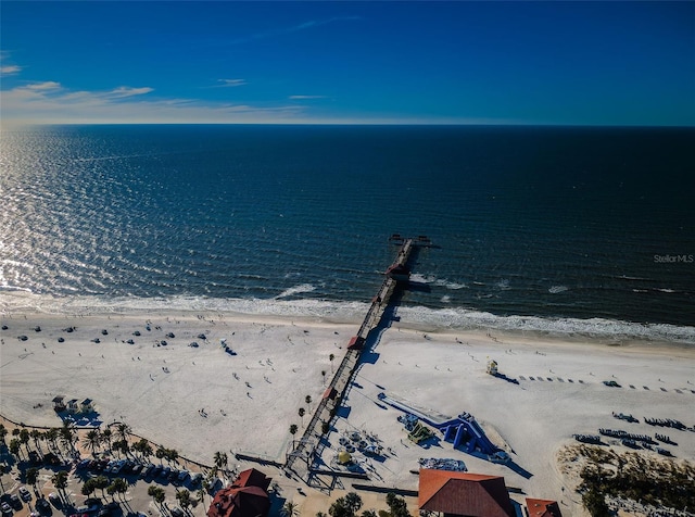 property view of water with a beach view