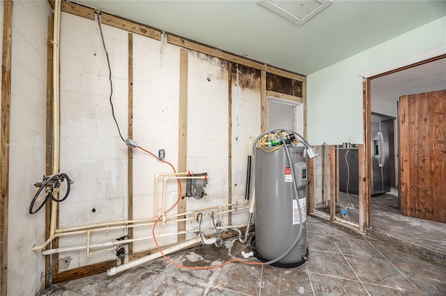 utility room with water heater