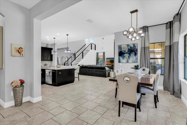 dining room with an inviting chandelier