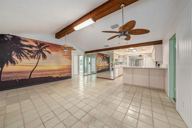 interior space featuring ceiling fan