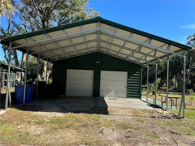 garage with a carport