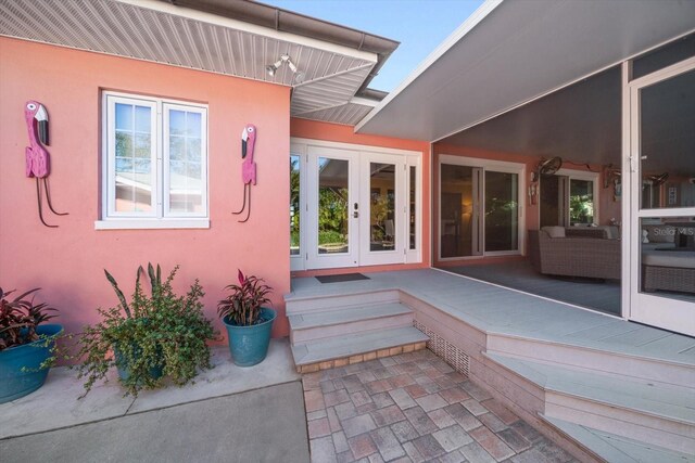 view of exterior entry with french doors