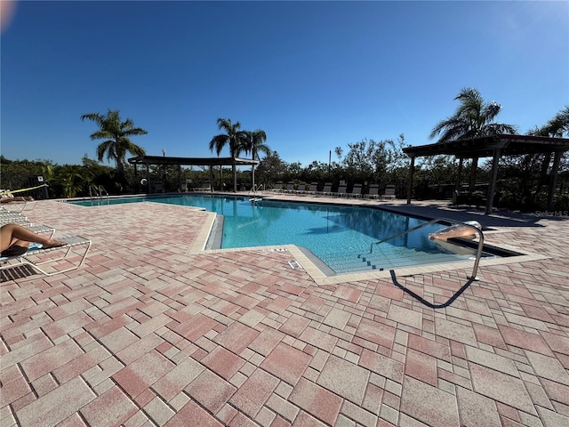 view of swimming pool with a gazebo