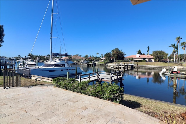 view of dock featuring a water view