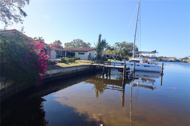 dock area with a water view