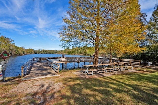 dock area featuring a water view