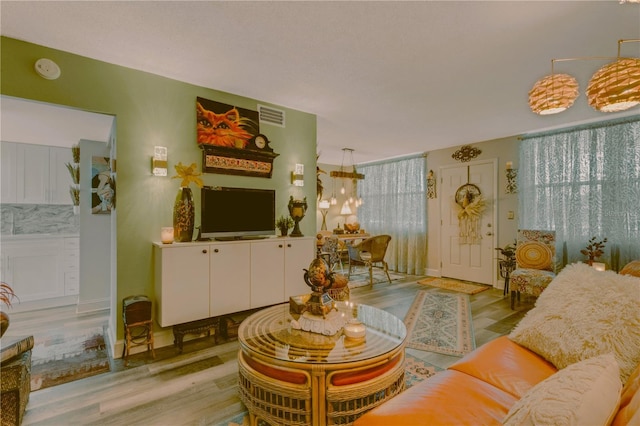 living room featuring light hardwood / wood-style flooring