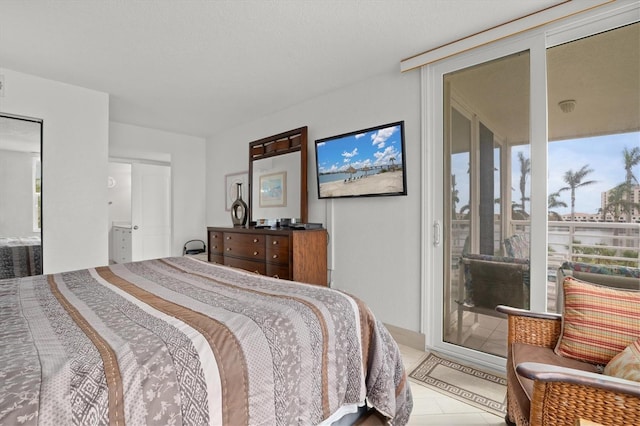 tiled bedroom with access to exterior