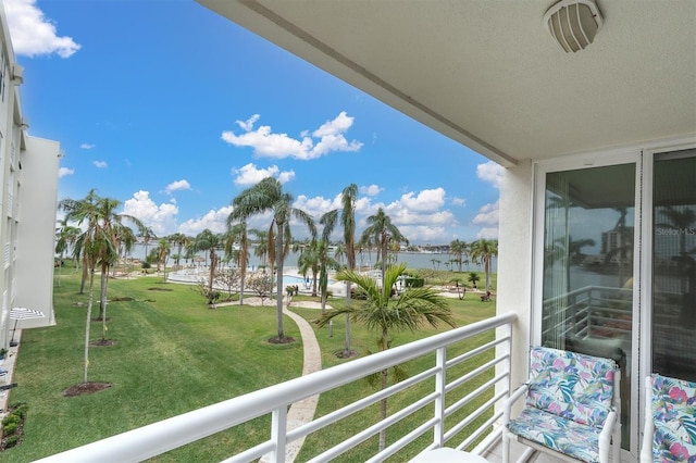 balcony with a water view