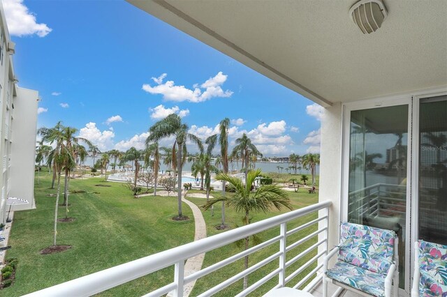 balcony with a water view