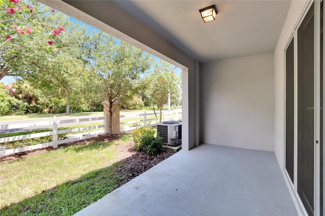 view of patio featuring central air condition unit