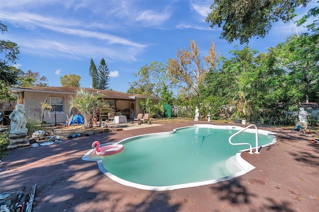 view of swimming pool with a patio