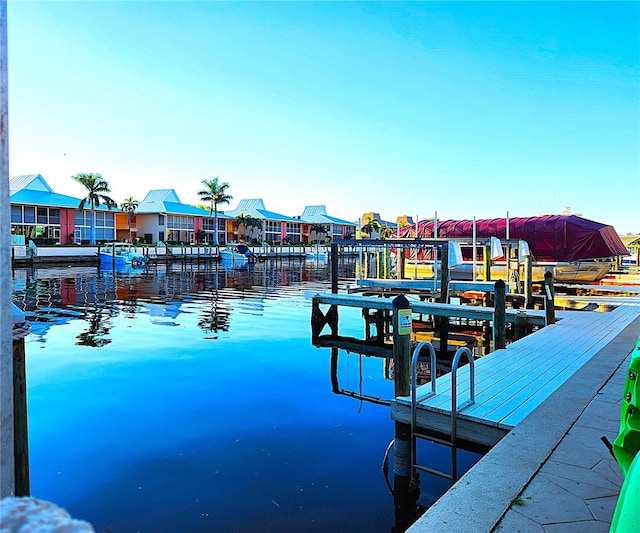 view of dock featuring a water view