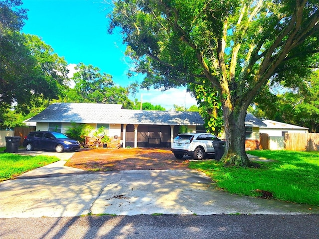 ranch-style house featuring a front yard