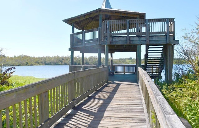 view of dock featuring a water view