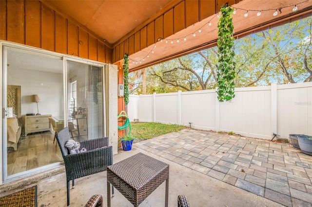 view of patio featuring a fenced backyard