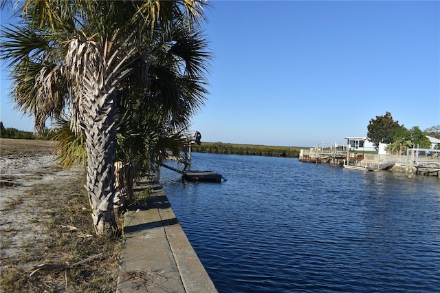 water view with a boat dock