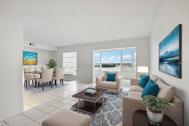 view of tiled living room