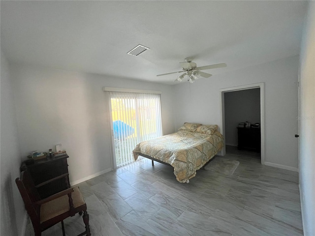 bedroom featuring ceiling fan