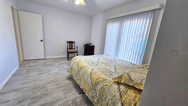 bedroom featuring ceiling fan