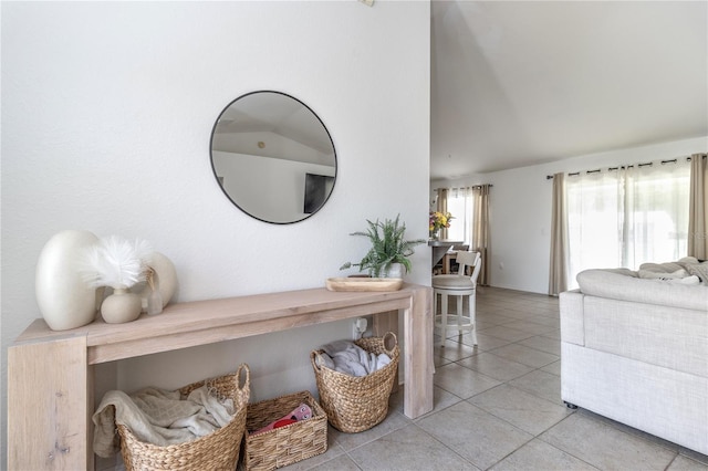 interior space featuring light tile patterned flooring