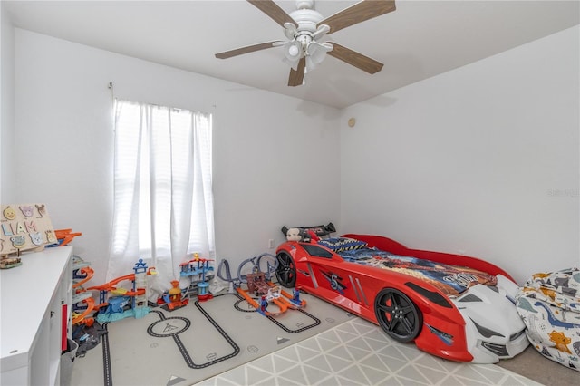 bedroom featuring ceiling fan