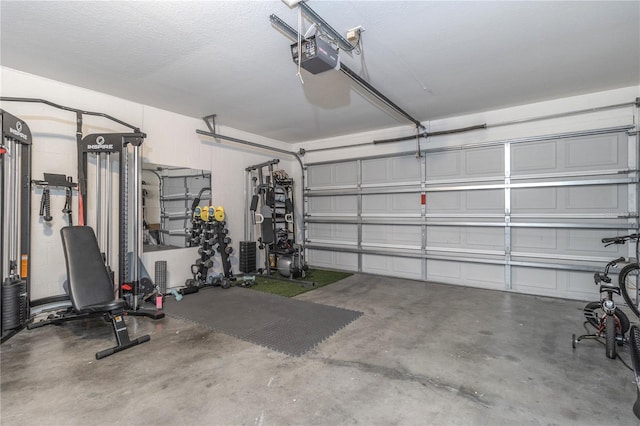 garage with a garage door opener