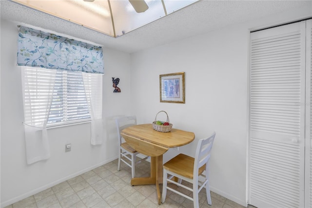 dining room featuring a textured ceiling