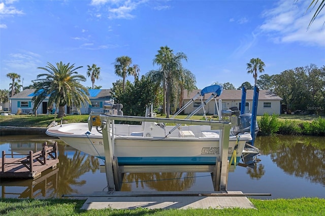 dock area featuring a water view