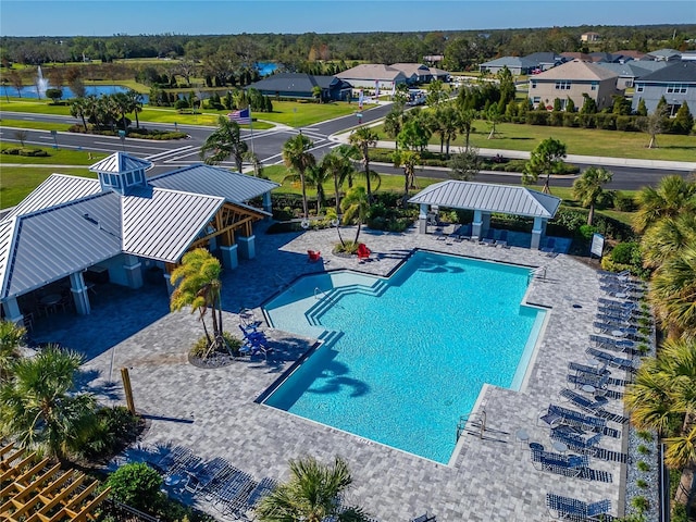 view of swimming pool featuring a patio