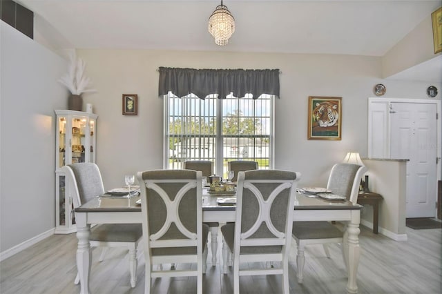 dining room featuring visible vents, baseboards, and wood finished floors