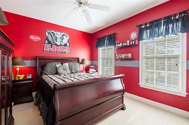 bedroom with carpet and ceiling fan