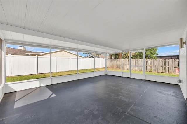 view of unfurnished sunroom