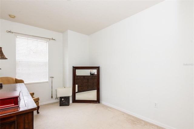 view of carpeted home office