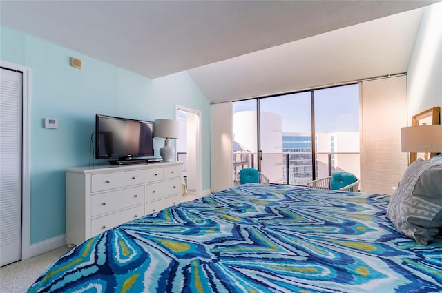 carpeted bedroom featuring access to outside