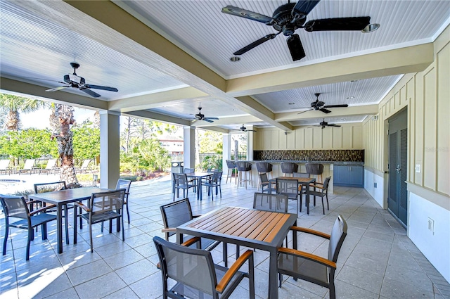 view of patio / terrace with an outdoor bar