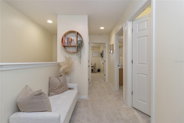 7013 Summer Holly Pl, Riverview, FL 33578 - hallway with light carpet, recessed lighting, and baseboards