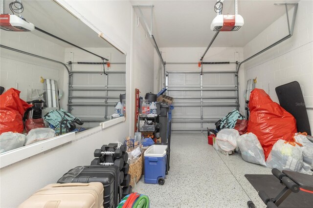 7013 Summer Holly Pl, Riverview, FL 33578 - garage featuring a garage door opener and concrete block wall