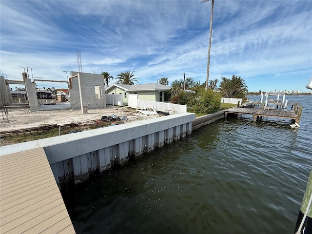 view of dock featuring a water view